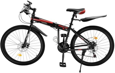 SZPLLZY 26-Zoll-Mountainbike für Männer und Frauen, höhenverstellbar, 21-Gang-Fahrrad, doppelte mechanische Scheibenbremse vorne, für Berg-, Autobahn-, Land- und Stadtradfahren, Schwarz und Rot