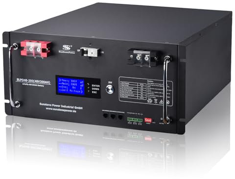 Sunstonepower 48V 200AH LiFePO4 Batterie 9,6kWh Lithium Eisen Phosphat Stromspeicher mit BMS, LCD Display über 4000 Zyklen (80% DOD) für PV-Anlagen