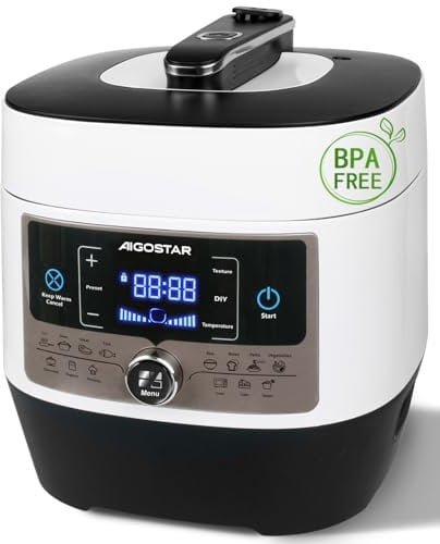 Aigostar Panda, 2 Vaso Interno, Pentola a Pressione Multifunzione e Cottura Lenta, 14 Programmabili, Pentola in Lega di Alluminio con Rivestimento Antiaderente da 5,5 litri, 1000 W. Ricettario in PDF