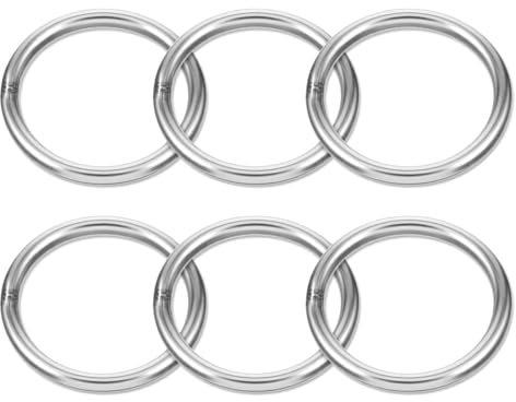 Sibba 6x O Ringe Edelstahl 50 mm Rund Metallring 5mm Starker Ring Schlüsselring Karabiner Silber Metallringe Schnalle Gurtband Schnallen für Campinggürtel Taschen Hardware Traumfänger Ring Hundeleinen