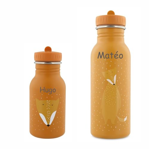 Générique Gourde Enfant Trixie – 350 ML ou 500 ML – Acier Inoxydable – Gourde bébé – Design Animaux – Idéale école, Sortie, Sport, Aventure (Renard, 350ml)