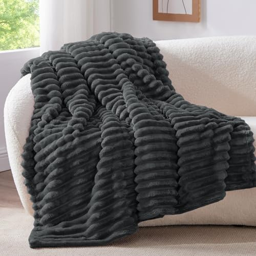 BEDELITE Kuscheldecke Flauschig Deko Decke für Sofa, Anthrazit, 125x150