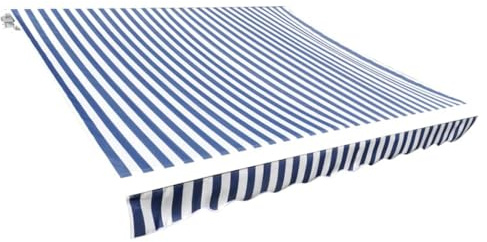 Owoxanthellate 380 x 295 cm - Toile de rechange - Bleu et blanc - En polyester résistant aux UV - Avec volant - Pour cadre de 4 x 3 m - Robuste - Protection solaire pour terrasse, balcon