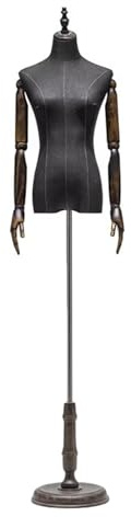 Schneiderpuppe Display-Kleidung, Weibliche Schaufensterpuppe, Halbkörper-Schaufensterpuppe, Torso-Kleiderform Mit Holzarmen Und Sockel, 130–192 cm, Höhenverstellbar(with arms,Large)