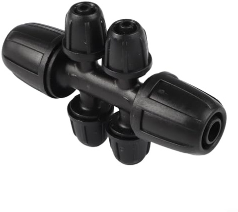 Besshepplo 30 Pack Locked Barbed Tee Connector 8/12mm to 4/7mm 6 Way Drip Irrigation Fittings Kit High Pressure Anti Drop Lock for Garden Raised Bed Lawn Agriculture Watering System