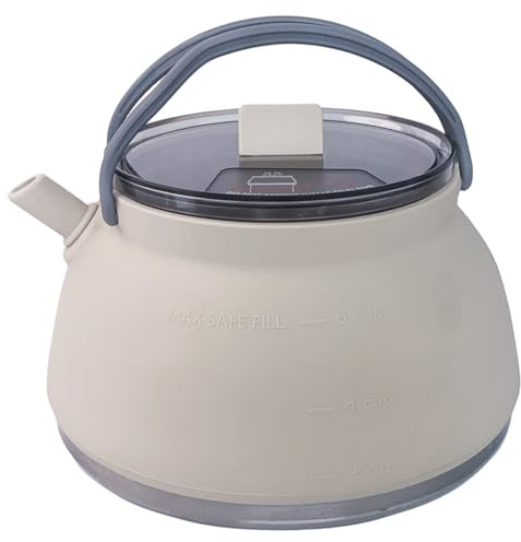 TusaMer Portable Kettle 1.5L Stainless Steel & Silicone Collapsible Kettle with Handle, Lid & Fixing Strap for Travel, Camping, Picnic, BBQ SPORTING_GOODS.