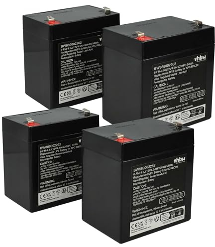 vhbw 4X Akku Ersatz für APC RBC20 für USV (4500 mAh, 12 V, AGM)