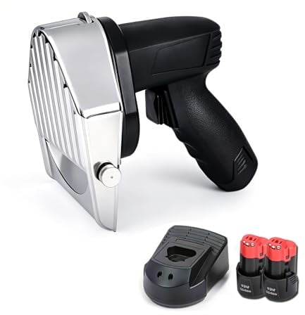 JUXDZISHW ,B,Cordless Electric Gyro Kebab Slicer, 80W Portable Sliced Shawarma Cutter Doner Kebab Cutting Knife Machine,with Fast Charger and 2 Rechargeable Power,0-0.31 Thickness
