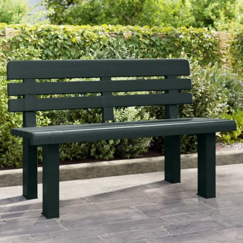 sephironlbb Gartenbank Grün mit Rückenlehne 110x52x71 cm Polypropylen wetterfest stabil für Terrasse Balkon Garten Outdoor Veranda Sitzbank Parkbank mit Armlehne