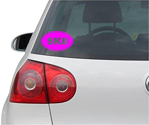 INDIGOS UG Auto Aufkleber SK8 Skater Euro OVAL - pink - 139mmx86mm - Autoaufkleber - Tuning - Sticker - Heckscheibe - Fahrrad - Motorrad - UV beständig