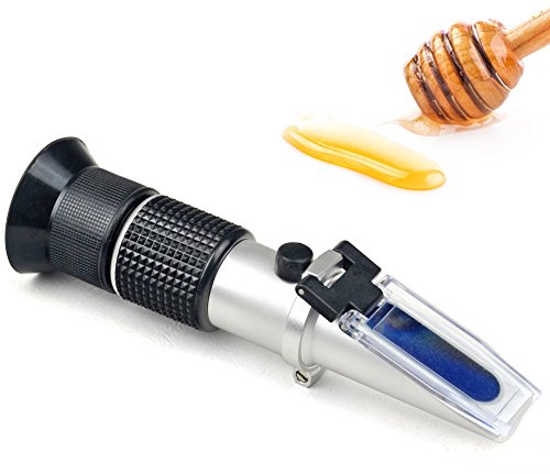 aichose Honey Refractometer for Honey Moisture, Brix and Baume, 3-in-1 Uses, 58-90% Brix Scale Range Honey Moisture Tester, with ATC, Ideal for Honey, Maple Syrup, and Molasses, Bee Keeping Supplies