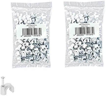 Nagelschelle 12mm 200x Kabelschelle weiss allzweck Nagelschellen Rundschelle Kabelbefestigung Kabel Befestigung Nagel universal 12 mm ARLI 200 Stück weiß