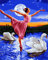 WOWDECOR DIY Malen nach Zahlen für Erwachsene Kinder Mädchen, Ballett Mädchen Schwanensee Mond 40x50cm Vorgedruckt Leinwand-Ölgemälde (ohne Rahmen)