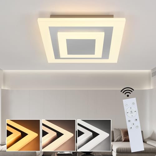 ZMH LED Deckenleuchte Deckenlampe Wohnzimmer - Wohnzimmerlampe 23W Dimmbar mit Fernbedienung 30cm Acryl Schlafzimmerlampe Modern Design Stufenlos Quadratisch für Schlafzimmer Küche Flur Büro Esszimmer