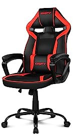 Drift Gaming DR50 - Silla Gaming Profesional, Polipiel, reposabrazos Acolchados, pistón Clase 4, Asiento basculante, Altura Regulable, cojín Lumbar, Color Negro/Rojo