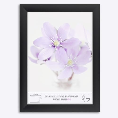 Online-GalleryKing OGK Thirtyfive Bilderrahmen 97x67 cm Schwarz Matt mit MDF Holzrahmen vollummantelt, entspiegeltes Anti-Reflex Kunstglas und HDF Rückwand - Fotorahmen für Hoch- und Querformat