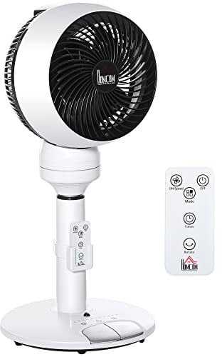 HOMCOM 9'' Air Circulator Fan 3 Speed 3 Mode, 70° Oscillation 90° Vertical Tilt, Remote Controller, for Living Room, Bedroom, Office, Black and White