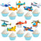 Plane Theme Party Cake Decoration, Airplane Aircraft Glitter Cupcake Toppers for Aviator Aviation Theme Birthday Party Baby Shower Supplies SET of 24