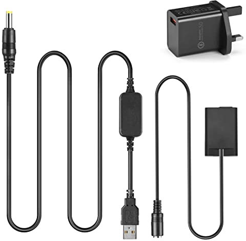 Raeisusp Couple CC EP-5G EN-EL25 EN-EL25a Batterie Factice + Connecteur de Câble d'alimentation USB EH-5A + Adaptateur USB QC3.0 pour Nikon Z30 Z50 ZFC