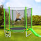Merax 7FT Trampoline for Kids, Children Trampoline with Slide, Safety Encloser Netting, Jumping Mat, Safety Pad and ladder, for indoor and outdoor use, Heavy Duty Steel Frame, Green