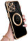 Newseego Magnetic Case for iPhone 14 Pro Max [Compatible for MagSafe], Flexible Soft Silicone Protective Phone Case with Cute Love Heart Pattern Gold Shockproof Bumper Cover ​iPhone 14 Pro Max-Black