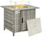 Outsunny Outdoor PE Rattan Gas Fire Pit Table, Patio Square Propane Heater with Rain Cover, Glass Windscreen, and Lava Stone, 50,000 BTU, Grey