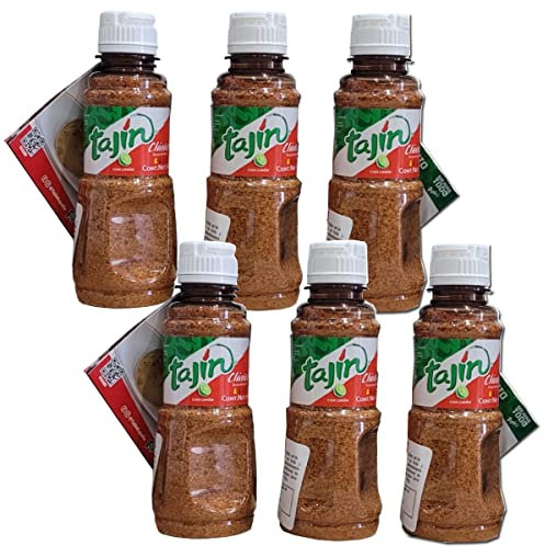 Tajín Clásico con Lima-Limón - 6 Botes de 142 gr. – Pack de 6 unidades de Tajín Sazonador Mexicano - Condimento Para Frutas, Ensaladas y Proteínas - Chili 100% Natural – El Original
