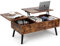 VOWNER Mesa de Centro, Mesa de Centro Regulable en Altura, Extraíble, Extensible, Compartimento de Almacenaje Oculto Independiente, Tablero Elevable Doble, Mesa de Sofá de Salón, Marrón Retro