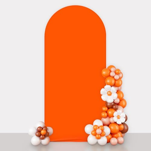 AIBIIN 3.3x7ft Orange Arch Shape Backdrop Round Top Backdrop Arch Frame Cover 2-Sided Fit Background Stand for Wedding Ceremony Birthday Party Baby Shower Banquet Decoration