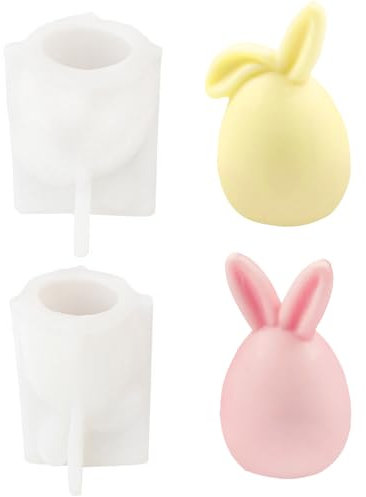 MONCAP 2STK Ostern Kaninchen Silikonform Gießformen Ostern 3D Osterhase Silikonform Kaninchen Kerze Silikonform Ostereier Hase Silikonform Ostern Hase Seifenform für Kerzen Seife Ostergeschenke