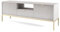 BETTSO - Nova RTV-154 - TV Schrank - Kommode - Mehrzweckschrank - Tv Ständer - mit Schublade 2 Türen - Niedrig, Geriffelt - Wohnzimmer - Modern, Glamour - Grau - mit goldenen Griffen