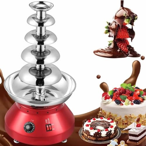 BINSKJ Chocolate Fondue Tower, Commercial Chocolate Fountain, Energy-saving Heating, Adjustable Temperature Control, Suitable for Large Birthday Parties, Weddings, Halloween, Christmas.