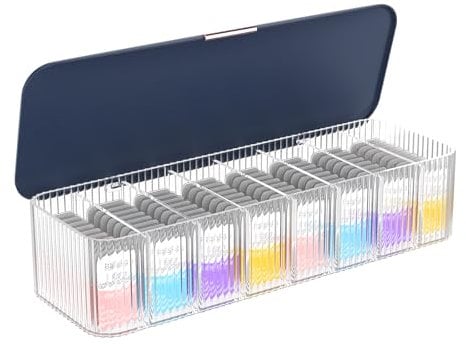 MoKo Custodia Cosmetica per Lenti a Contatto con Scomparto, Scatola Contenitore per Lenti a Contatto Giornaliere Usa e Getta Durevole per Tutte le Marche, Trasparente + Blu
