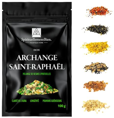 Weihrauch Erzengel Raphael – Heiliges & Authentisches Harz in Körnerform 100 g – Für Räuchergefäß oder Duftbrenner – Auraklärung – Langlebigkeit – Heilerkräfte – Alternative zu Räucherstäbchen/-kegeln