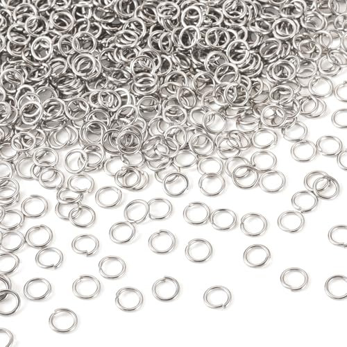 PandaHall 2000pcs 7mm Stainless Steel Jump Rings Silver Open Jump Rings Metal O Ring Connectors for Earring Necklace Bracelet Chainmail Jewelry Keychain Making