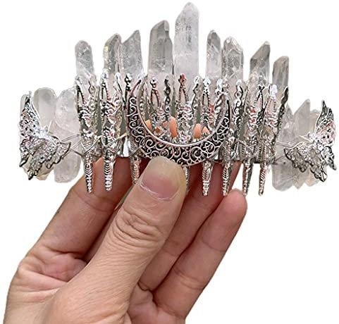 Haarreif mit Kristallkronen, mit Mond, für Brautschmuck, Hochzeit, Abschlussball, Kostümzubehör