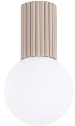 SOLLUX lighting Deckenlampe Deckenleuchte - Deckenstrahler Aluminium Glas -1 Flammig - LED Lampe Glühbirne - Taupe Halo