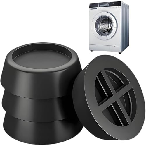 4 Pcs Anti Vibration Pads for Washing Machine, Anti Vibration Feet, Rubber Feet Pad, Shock Absorber, Prevent Noise & Slips, Used for Dryer, Washing Machine, Dishwasher(Black)