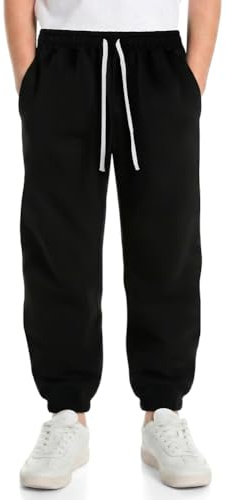 BSBUY Sweatpants för pojkar – elastiska breda barn jogging nederdelar med ficka och dragsko, generisk säckig joggingbyxor för barn sportbyxor träningsoverall utomhus träningsbyxor