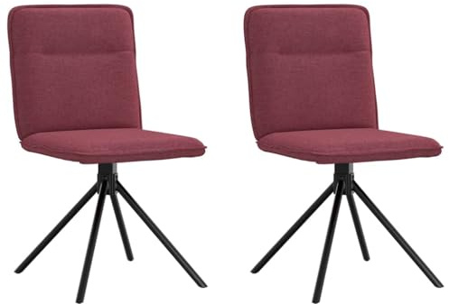 Foknhdi Esszimmerstühle 2er Set Weinrot 360° Drehsessel Stoff & Metall 46,5x53x84 cm ergonomisch gepolstert für Küche Esszimmer Wohnzimmer