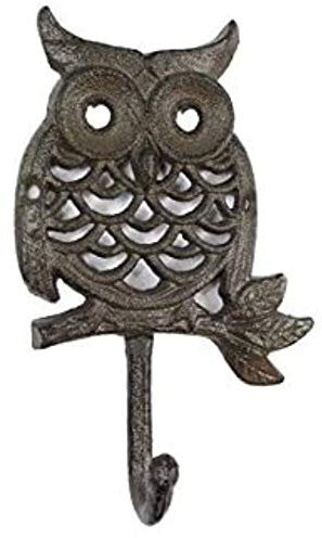 Handcrafted Nautical Decor Eulenhaken aus Gusseisen, 15,2 cm, Eisenhaken, Wandhaken, dekorative Eule