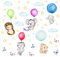 123 Wandtattoo niedliche Tiere mit Luftballons in 6 Größen - Kinderzimmer Sticker Aufkleber Wanddeko Wandbild Junge Mädchen Baby - Größe 1250 x 700 mm