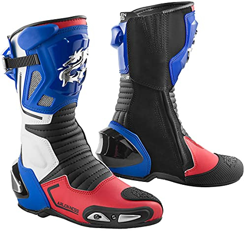 Arlen Ness Sugello Stivali da moto, blu/bianco/rosso, 45