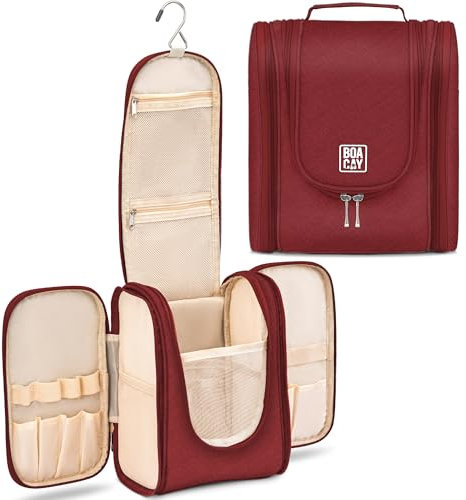BOACAY Trousse de Toilette Femme, Homme, Enfant, Sac de Voyage Cosmétique à Suspendre, Vanity Souple et Pliable pour la Douche ou Maquillage