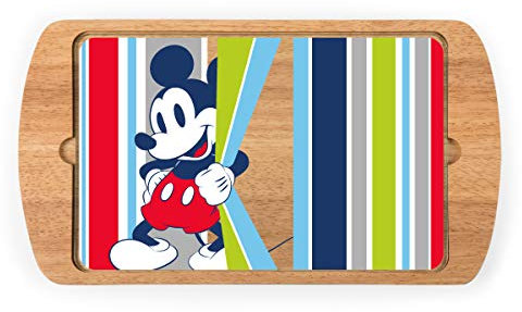 Picnic TIME Disney Mickey Mouse Billboard Glass Top Cheese Board, Serving Platter, Charcuterie Boards, (Parawood)