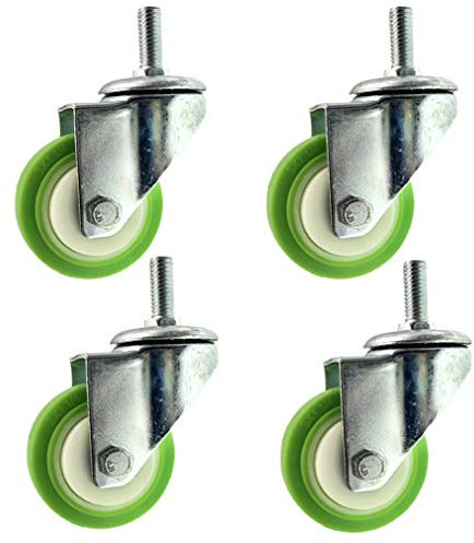 Zlovne Schwenkrollen 75mm/100mm/125mm,Schwerlastrollen,Gebremst Rollen,360 ° Drehbare Gewindestange,Set 4 STK Grün,Kapazität von 200kg(440 lbs)