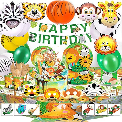 Bea's Party Decoration Jungle, Vaisselle Carton Savane, Assiettes Safari, Kit Animaux de la Jungle pour Anniversaire