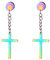 JewelryWe Schmuck Kreuz Ohrringe Edelstahl Fakeplugs Fake Plug Tunnel Ohrstecker Ohrhänger Ohr-Piercings mit Baumelnde Kruzifix Anhänger für Herren Damen, Bunt Mahrfarbig