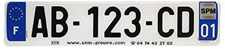 BANDE PLAQUE IMMAT. NR SPM BLANCHE 520X110 AUTO - DEPT 56 - SUR COMMANDE (X10)