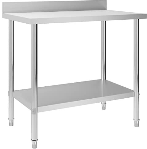 vidaXL Mesa Trabajo Cocina y Salpicadero Estantes Almacenamiento Preparar y Almacenar Comida Garajes Bares Restaurantes Escuelas Acero Inoxidable 100x60x93 cm